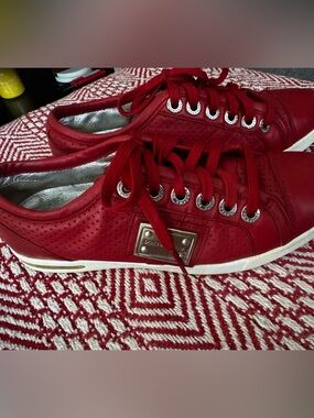 Y2K Dolce & Gabbana Red Leather Lace-Up Sneakers